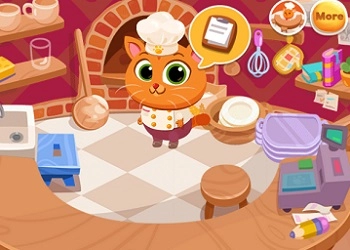 Gatinho Virtual Adorável no Restaurante captura de tela do jogo